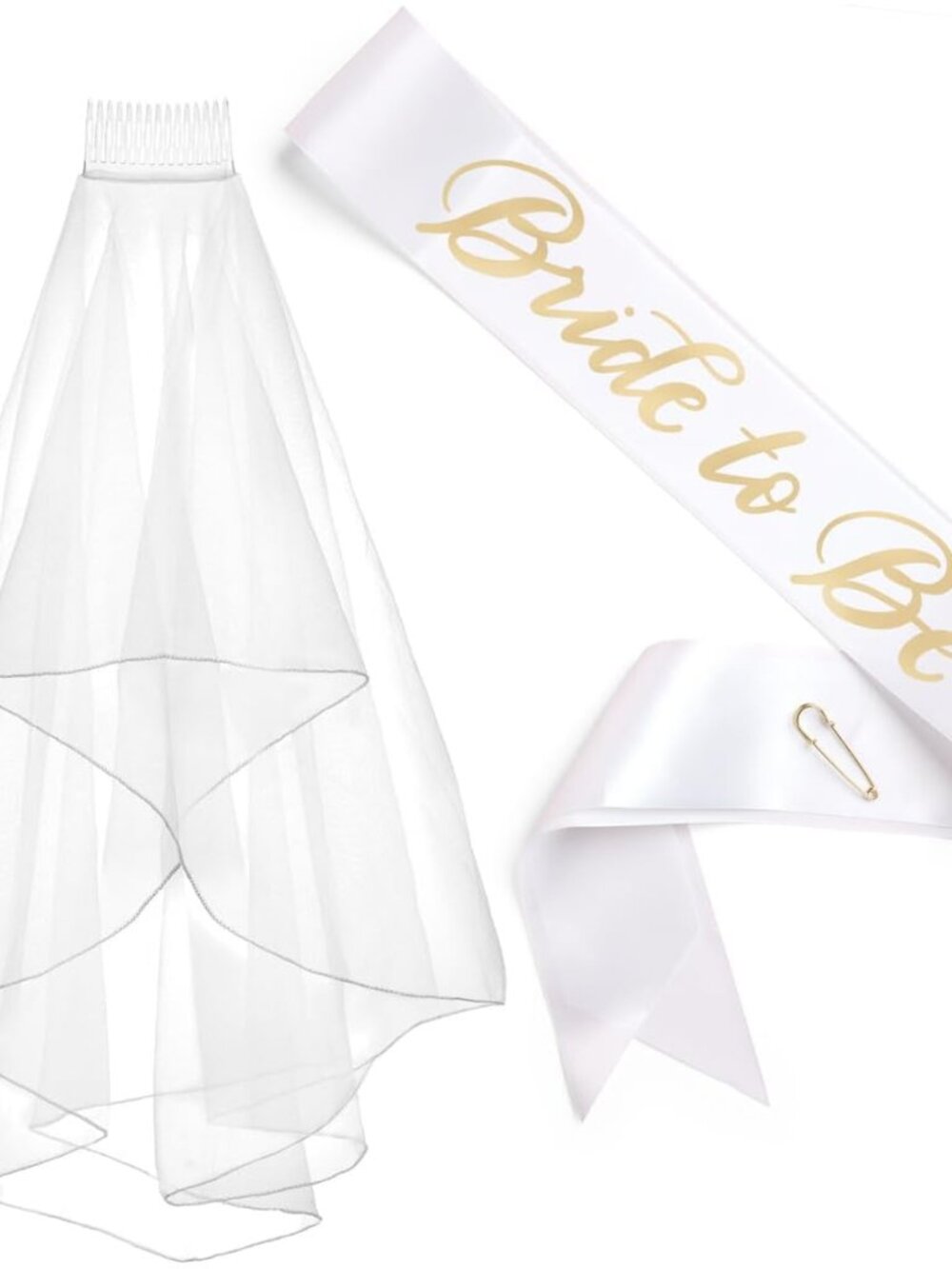 Bride To Be Sash + Veil Kit | Gold Bachelorette Bridal Gift